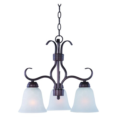 Maxim Three Light Oil Rubbed Bronze Ice Glass Down Chandelier 10122ICOI